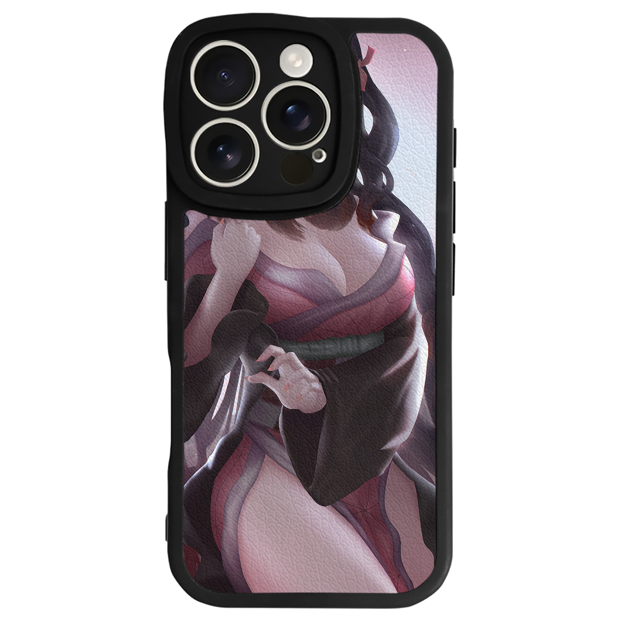 （画像用） 鬼滅の刃（きめつのやいば）竈門 禰󠄀豆子／かまど ねずこ Kamado Nezuko 【iPhone 16シリーズ対応】シリコンスマホケース（レザー調） 材質：シリコン